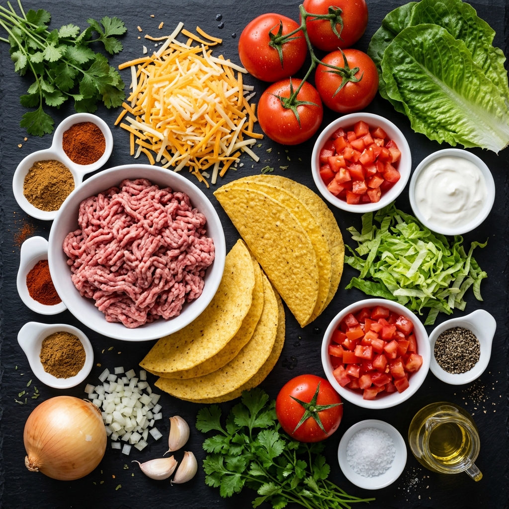 30 Minutes Oven Baked Tacos ingredients